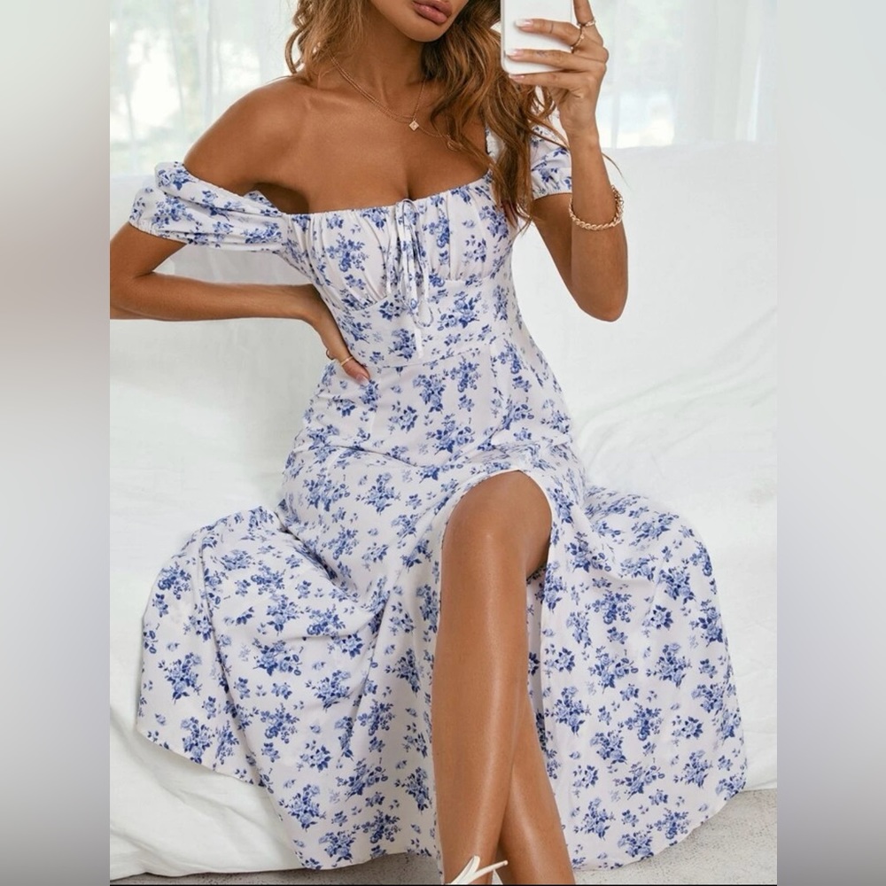 Split Thigh Floral Dress